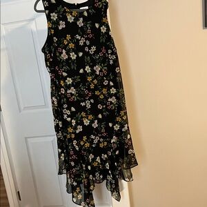Floral Black Sleeveless Dress
